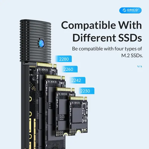 Orico външна кутия за диск Storage - Case - M.2 NVMe M/B key 10 Gbps Black - PWM2-G2 - image 10