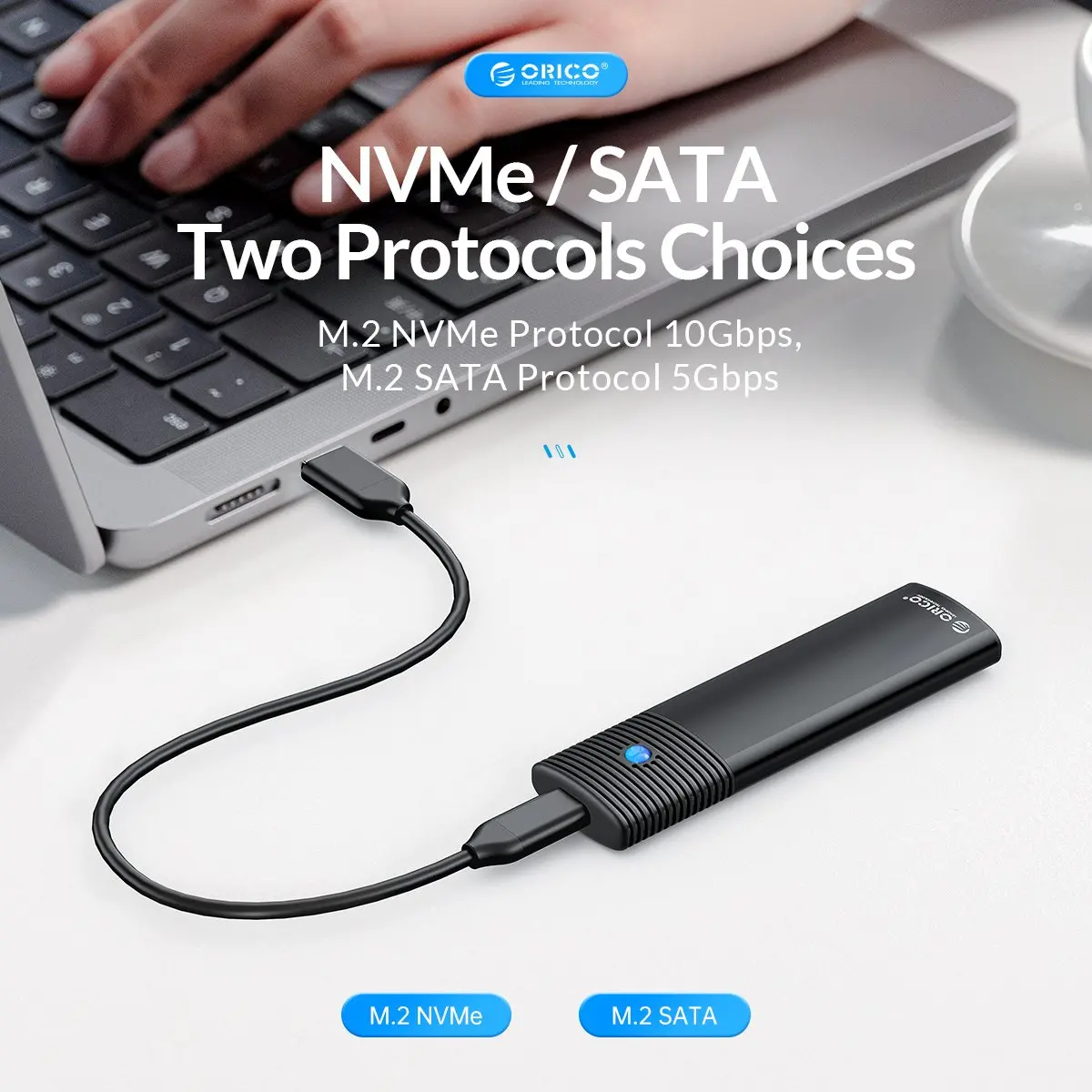 Orico εξωτερική θήκη δίσκου Storage - Case - M.2 NVMe M/B key 10 Gbps μαύρο - PWM2-G2 - image 3
