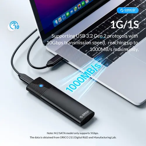 Orico външна кутия за диск Storage - Case - M.2 NVMe M/B key 10 Gbps Black - PWM2-G2 - image 4