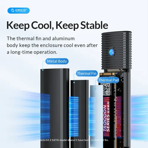 Orico външна кутия за диск Storage - Case - M.2 NVMe M/B key 10 Gbps Black - PWM2-G2 - image 5