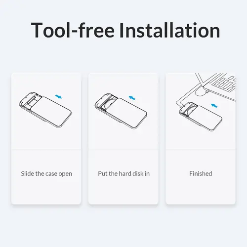 Orico външна кутия за диск Storage - Case - 2.5 inch TYPE C Black - 25PW1-C3-BK-EP - image 2