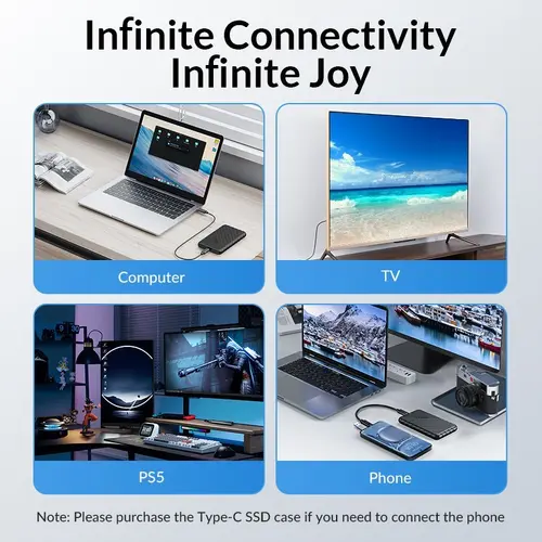 Orico външна кутия за диск Storage - Case - 2.5 inch TYPE C Black - 25PW1-C3-BK-EP - image 4