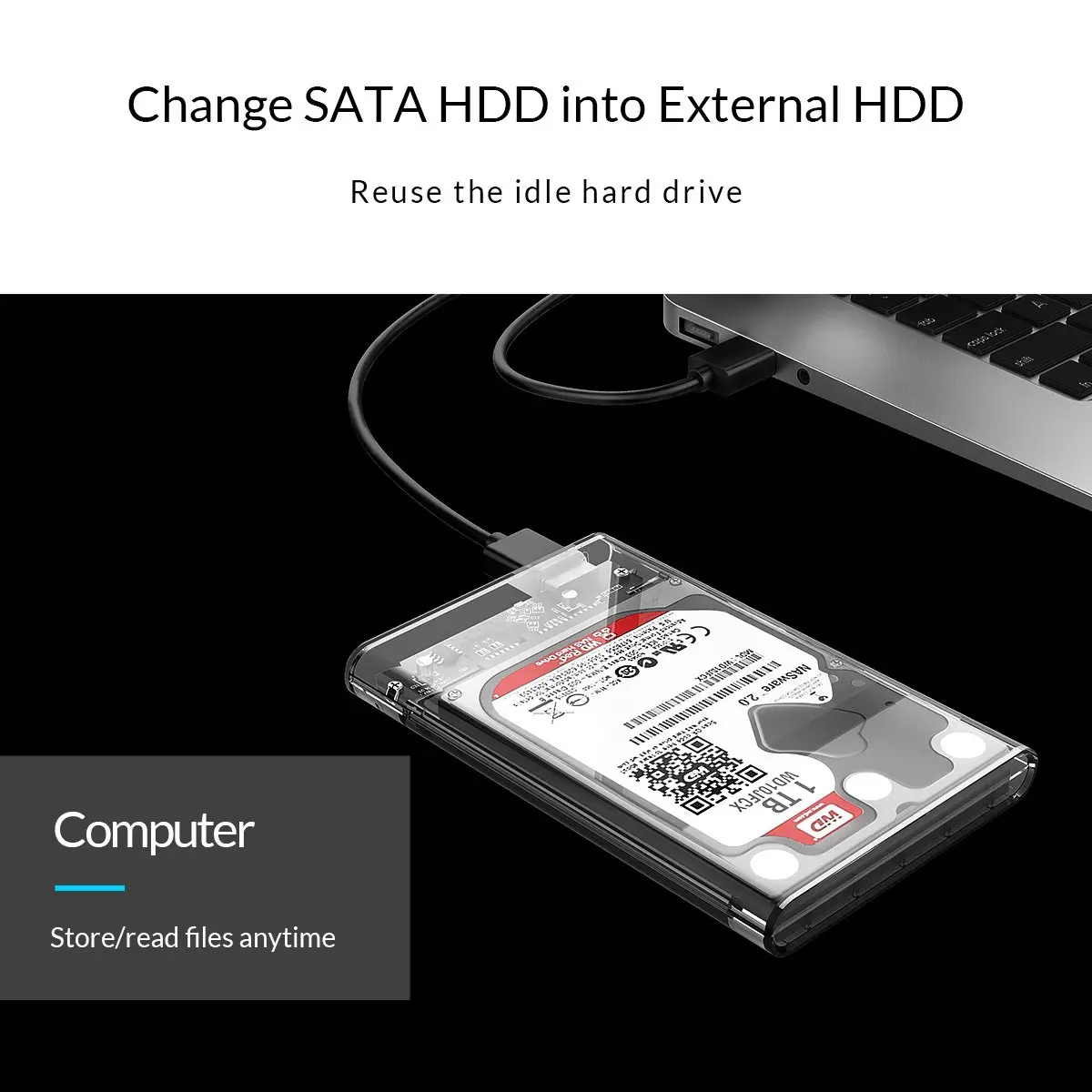 Orico външна кутия за диск Storage - Case - 2.5 inch 5Gbps Type-C Transparent - 2139C3-G2-CR-EP - image 6