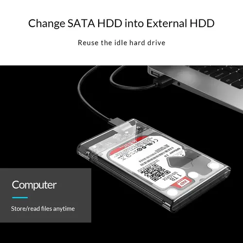 Orico външна кутия за диск Storage - Case - 2.5 inch 5Gbps Type-C Transparent - 2139C3-G2-CR-EP - image 6