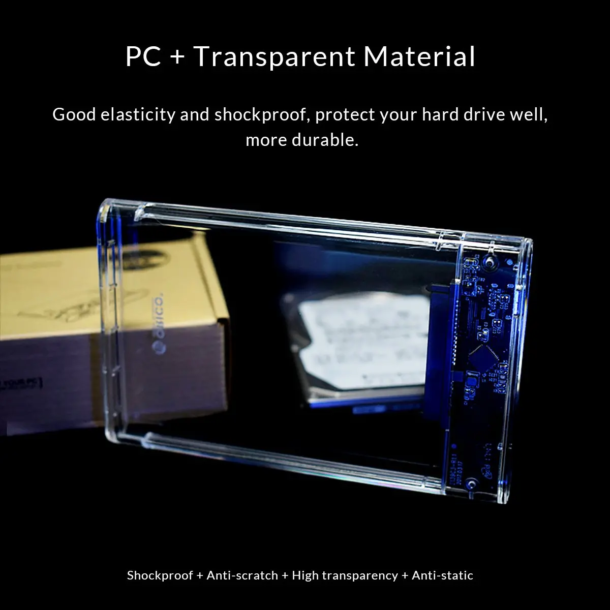 Orico външна кутия за диск Storage - Case - 2.5 inch 5Gbps Type-C Transparent - 2139C3-G2-CR-EP - image 8