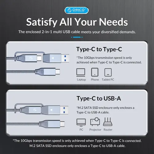 Orico carcasă externă pentru disk Storage - Case - M.2 NVMe M key - USB3.1 Gen2 Type-C, 10Gbps - HM2-G2-BK - 12