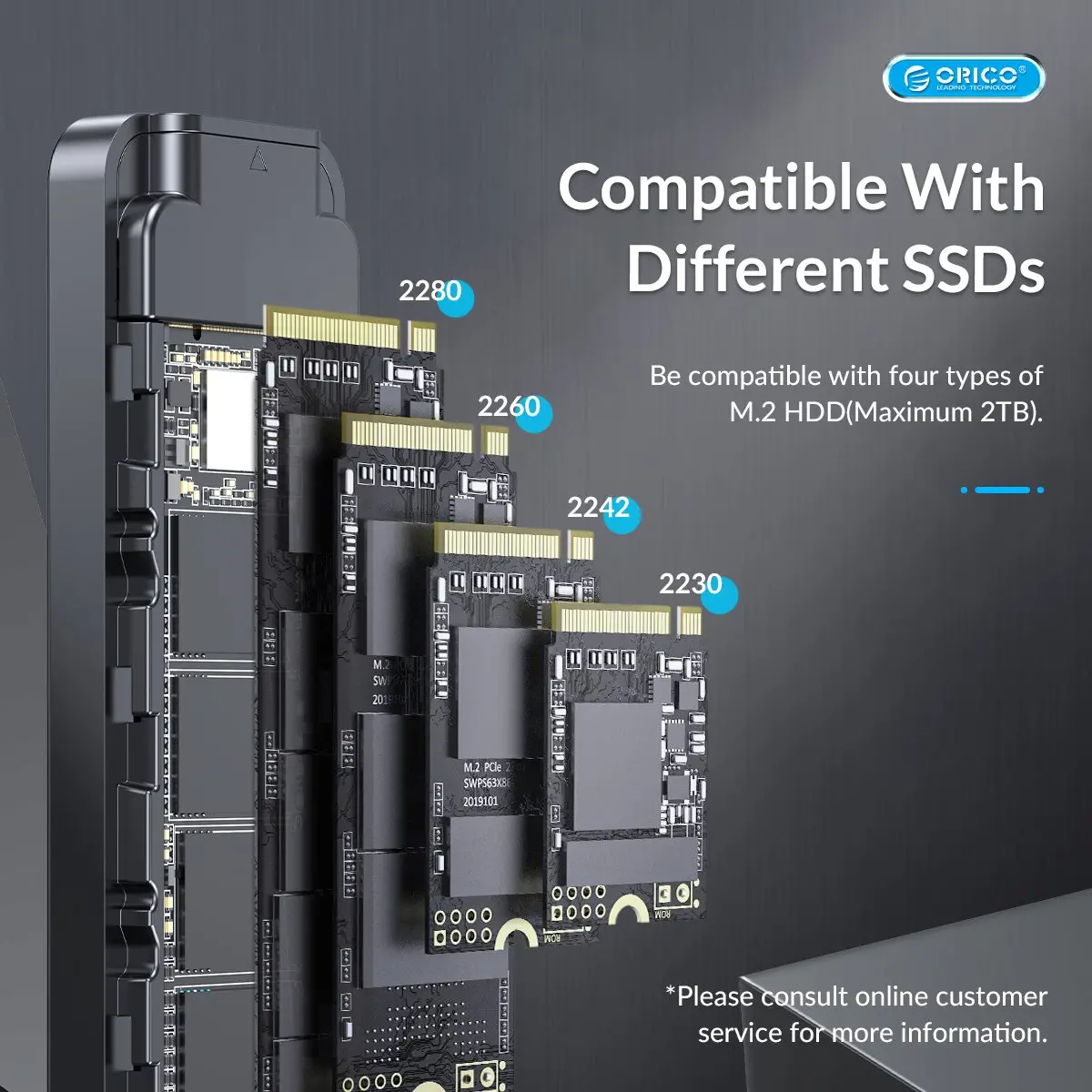Orico εξωτερική θήκη δίσκου Storage - Case - M.2 NVMe M key - USB3.1 Gen2 Type-C, 10Gbps - HM2-G2-BK - image 14