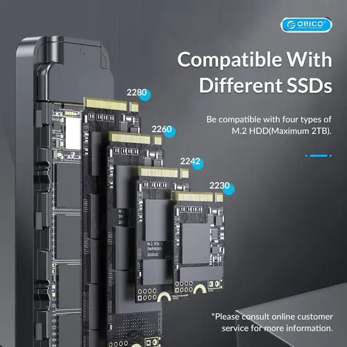 Orico carcasă externă pentru disk Storage - Case - M.2 NVMe M key - USB3.1 Gen2 Type-C, 10Gbps - HM2-G2-BK - 15