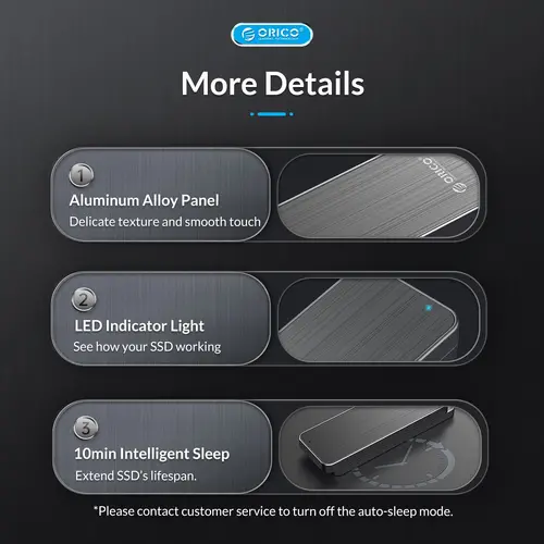 Orico външна кутия за диск Storage - Case - M.2 NVMe M key - USB3.1 Gen2 Type-C, 10Gbps - HM2-G2-BK - image 19