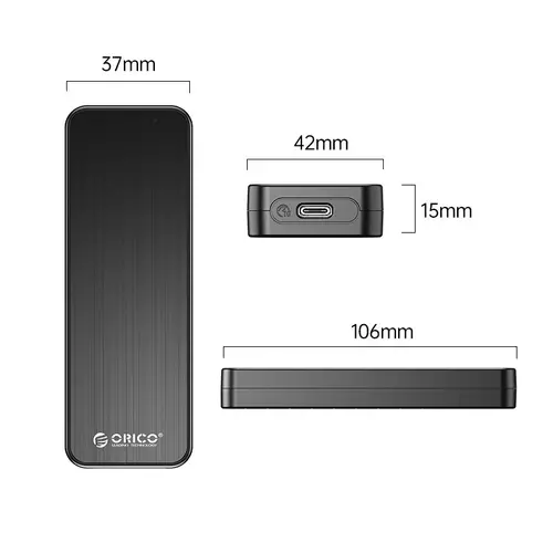 Orico carcasă externă pentru disk Storage - Case - M.2 NVMe M key - USB3.1 Gen2 Type-C, 10Gbps - HM2-G2-BK - 2