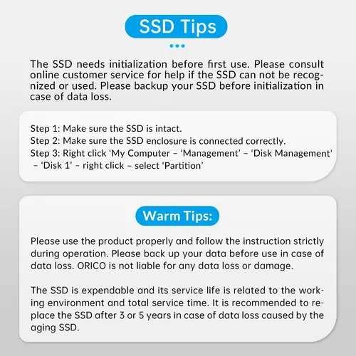 Orico външна кутия за диск Storage - Case - M.2 NVMe M key - USB3.1 Gen2 Type-C, 10Gbps - HM2-G2-BK - image 22