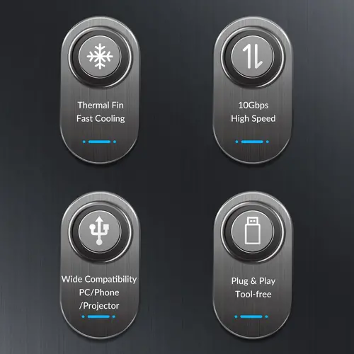 Orico външна кутия за диск Storage - Case - M.2 NVMe M key - USB3.1 Gen2 Type-C, 10Gbps - HM2-G2-BK - image 5