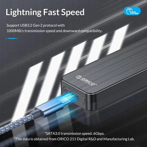 Orico carcasă externă pentru disk Storage - Case - M.2 NVMe M key - USB3.1 Gen2 Type-C, 10Gbps - HM2-G2-BK - 10