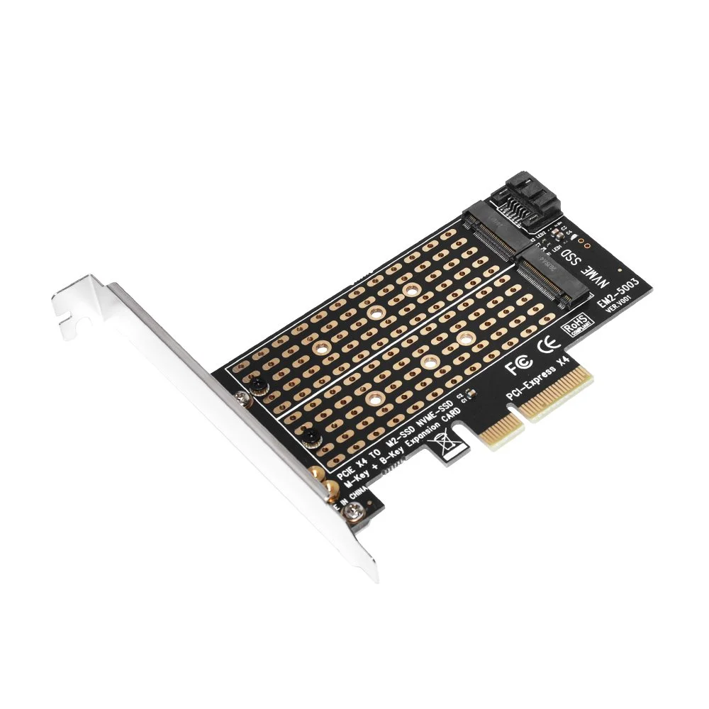 Makki Адаптер M2 SSD NVMe+SATA (M-key+B-key) to PCI Express 3.0 4x adapter - MAKKI-M2-PCIE-2X - image 1