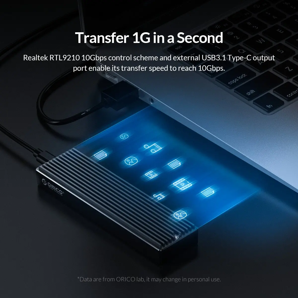 Orico външна кутия за диск Storage - Case - M.2 NVMe M-key 10 Gbps - M2PV-C3-BK-BP - image 8