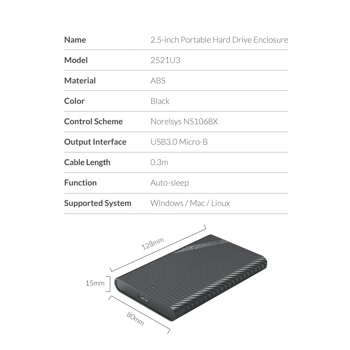 Orico кутия за диск Storage - Case - 2.5 inch USB3.0 - 2521U3-BK-EP - image 16