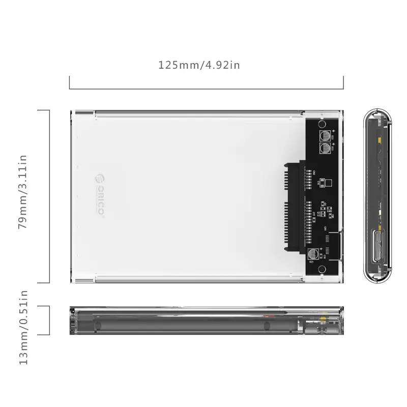Orico carcasă externă transparentă pentru disk Storage - Case - 2.5 inch USB 3.0 transparent - 2139U3-CR - image 3