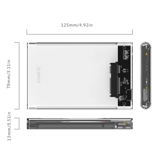 Orico прозрачна външна кутия за диск Storage - Case - 2.5 inch USB 3.0 transparent - 2139U3-CR - image 3