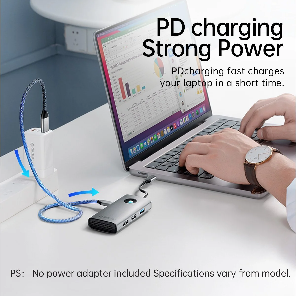 Orico докинг станция Docking Station Type-C Power Distribution 60w - PW11-5P-GY-EP - HDMI, USB3.0 x1, USB2.0 x1 - image 3