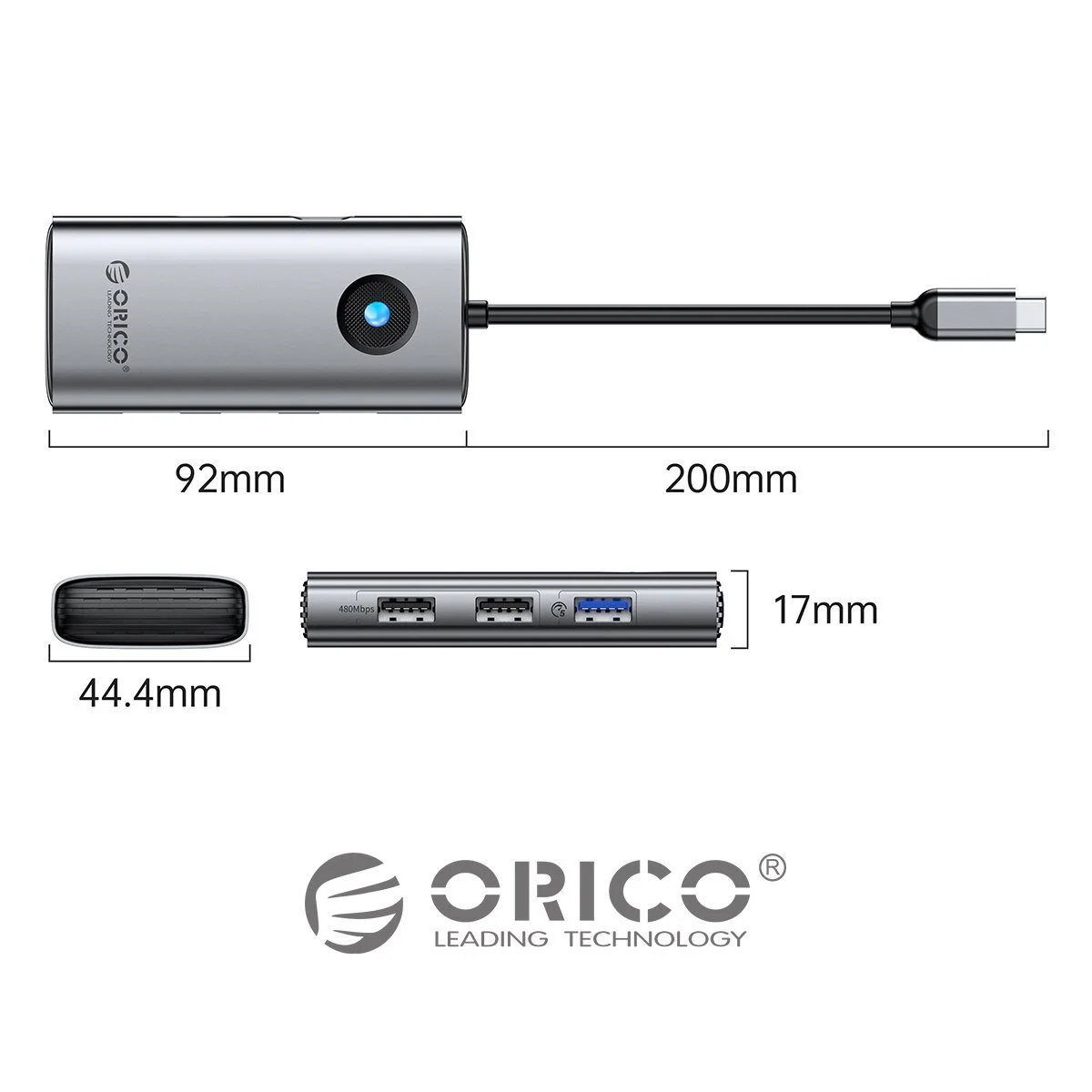 Orico докинг станция Docking Station Type-C Power Distribution 60w - PW11-5P-GY-EP - HDMI, USB3.0 x1, USB2.0 x1 - image 6