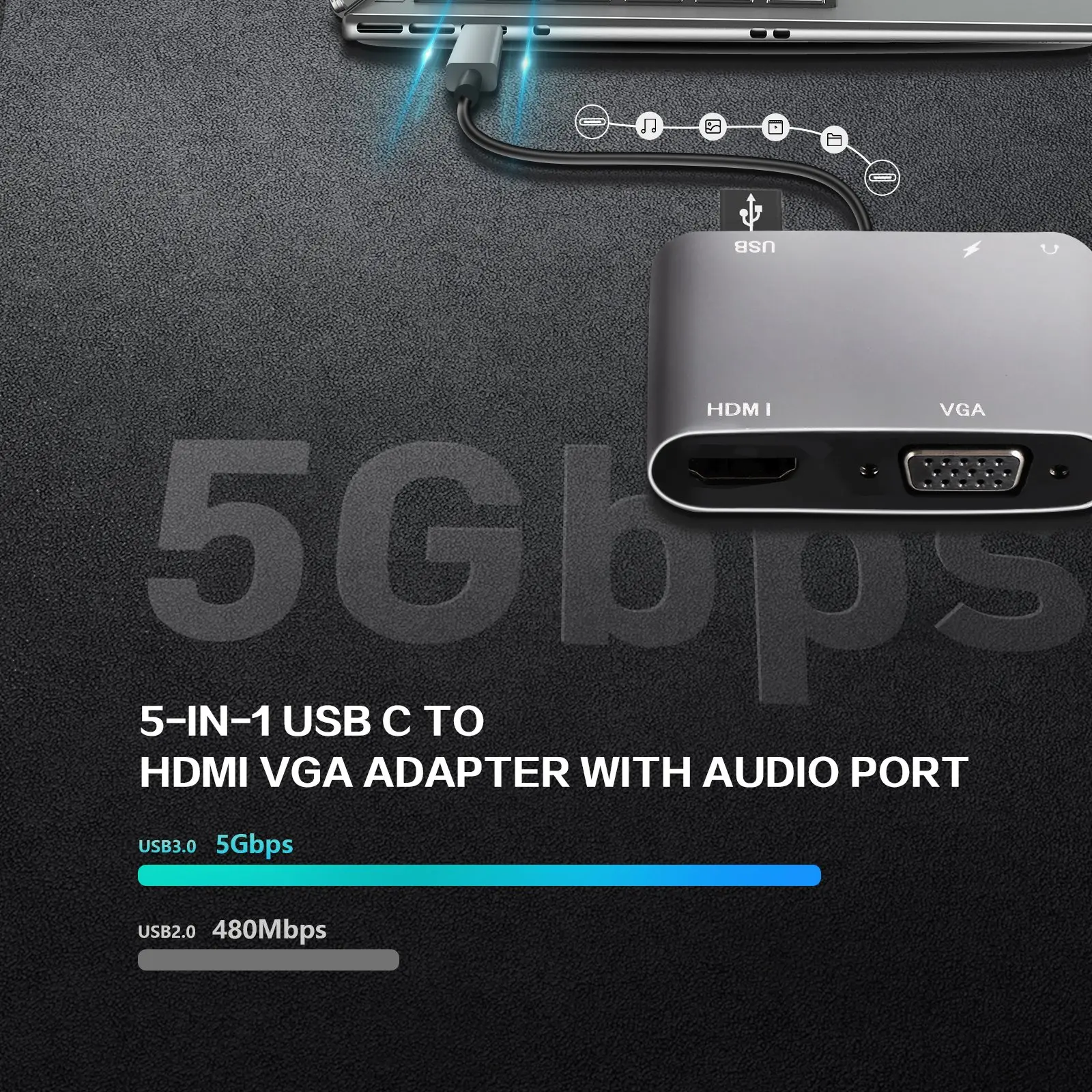 VCom докинг станция Docking Station Type-C Power Distribution 3.0 100W - HDMI, Type-C x 1, USB3.0 - CU4511 - image 1