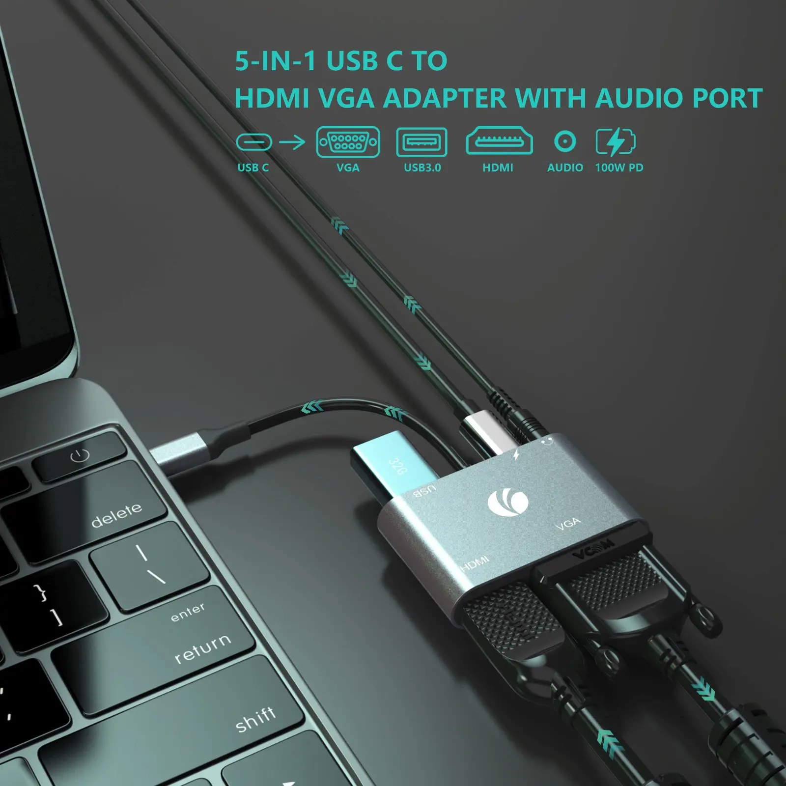 VCom докинг станция Docking Station Type-C Power Distribution 3.0 100W - HDMI, Type-C x 1, USB3.0 - CU4511 - image 6