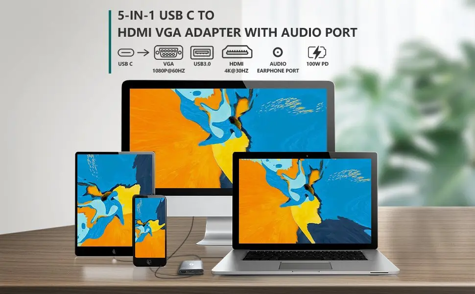 VCom докинг станция Docking Station Type-C Power Distribution 3.0 100W - HDMI, Type-C x 1, USB3.0 - CU4511 - image 8