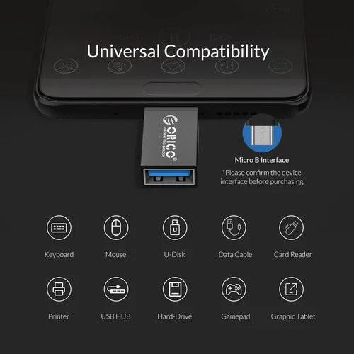 Orico преходник Adapter OTG -  USB Micro B to USB3.0 AF - CBT-UM01-BK - image 14