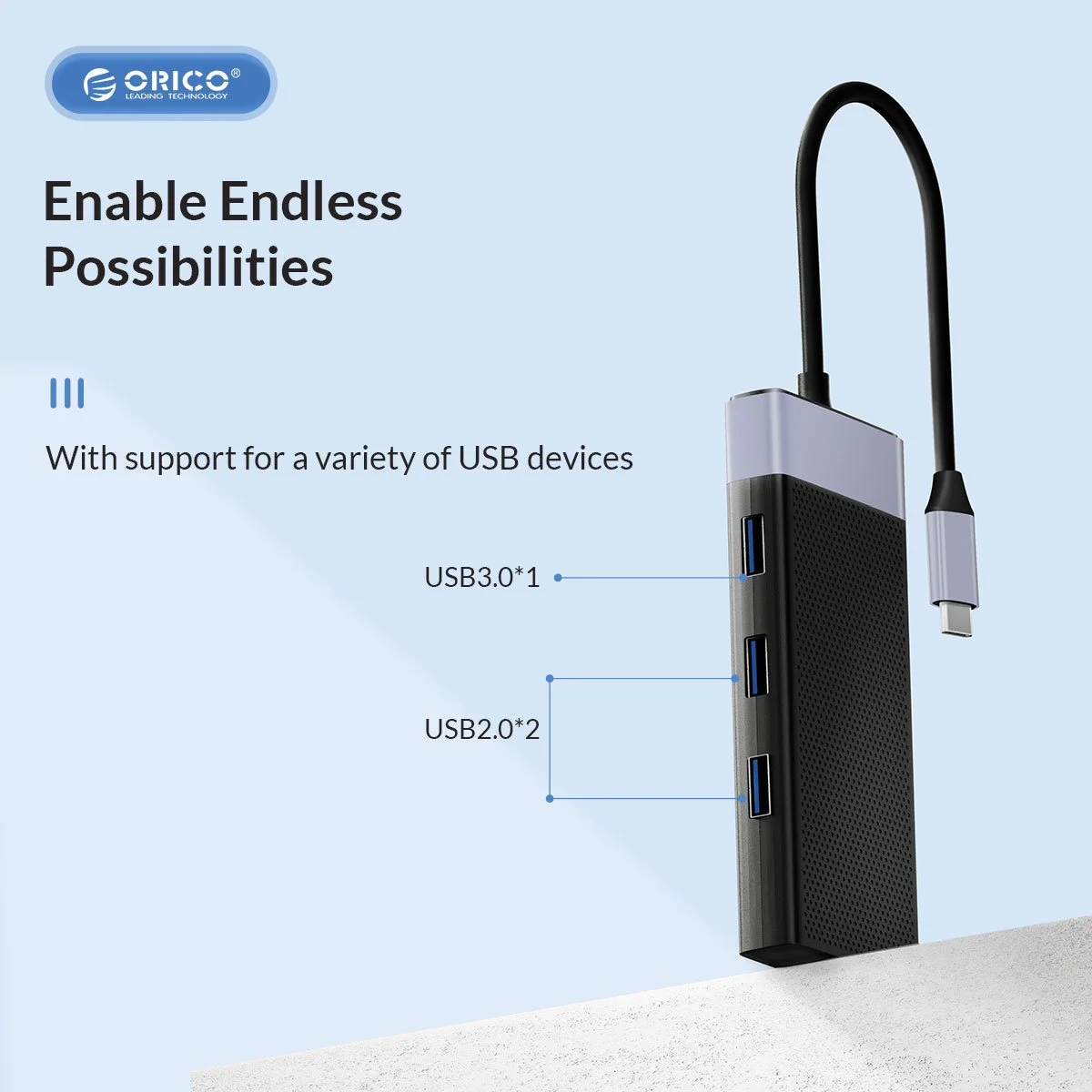 Orico докинг станция Type-C Docking Station Power Distribution 3.0 87W - HDMI, Type-C x 1, USB3.0 x 1, USB 2.0 x 2, LAN, SD, VGA, Audio - MDK-10P-BK - image 13