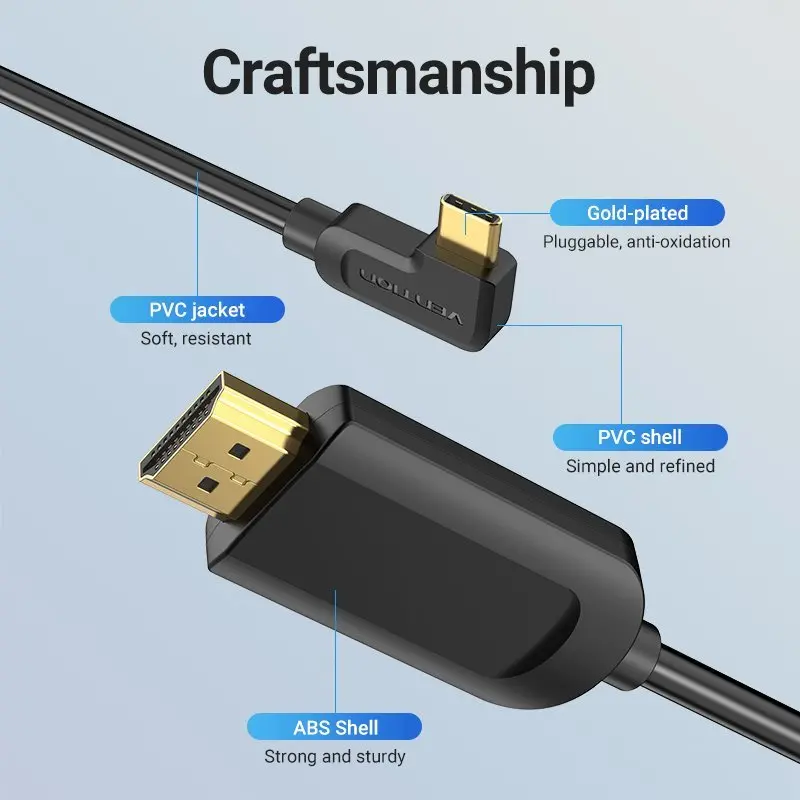 Vention Кабел Type-C to HDMI Cable Right Angle 1.5M Black - CGVBG - image 10