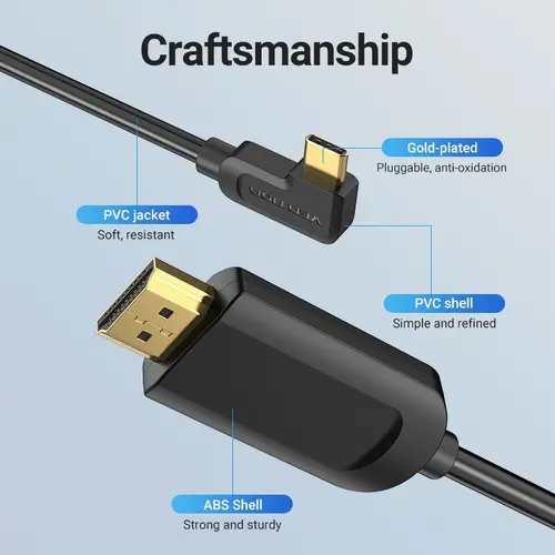 Vention Кабел Type-C to HDMI Cable Right Angle 1.5M Black - CGVBG - image 10