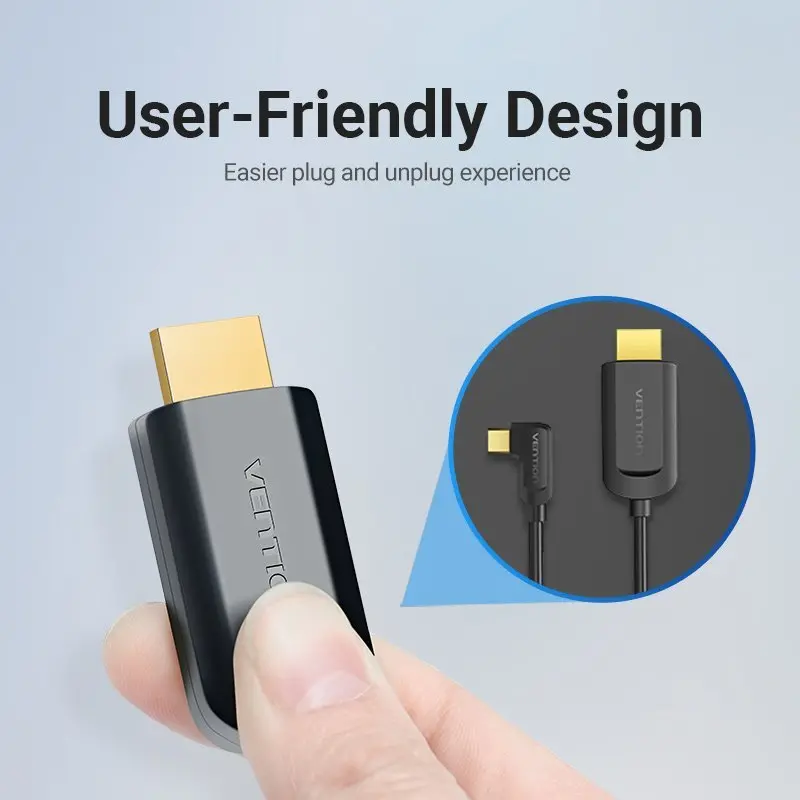 Vention Кабел Type-C to HDMI Cable Right Angle 1.5M Black - CGVBG - image 9