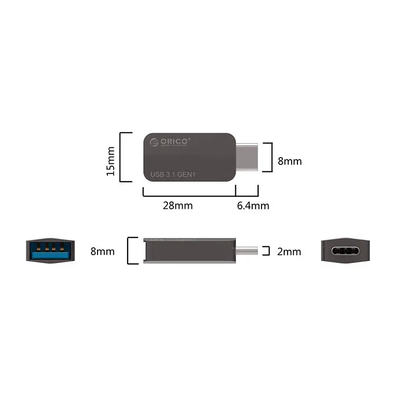 Orico adaptor OTG USB 3.1 Type C la Type A/F, metalic - CTA2-SV - image 1