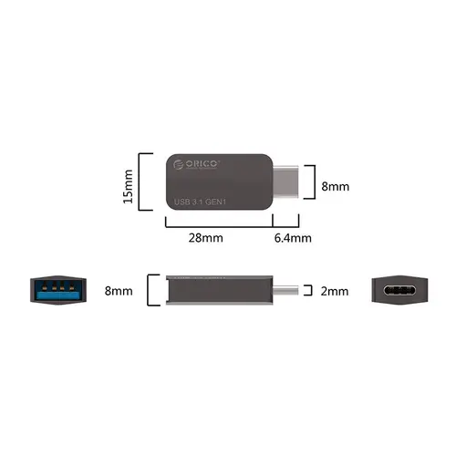 Orico adaptor OTG USB 3.1 Type C la Type A/F, metalic - CTA2-SV - 2