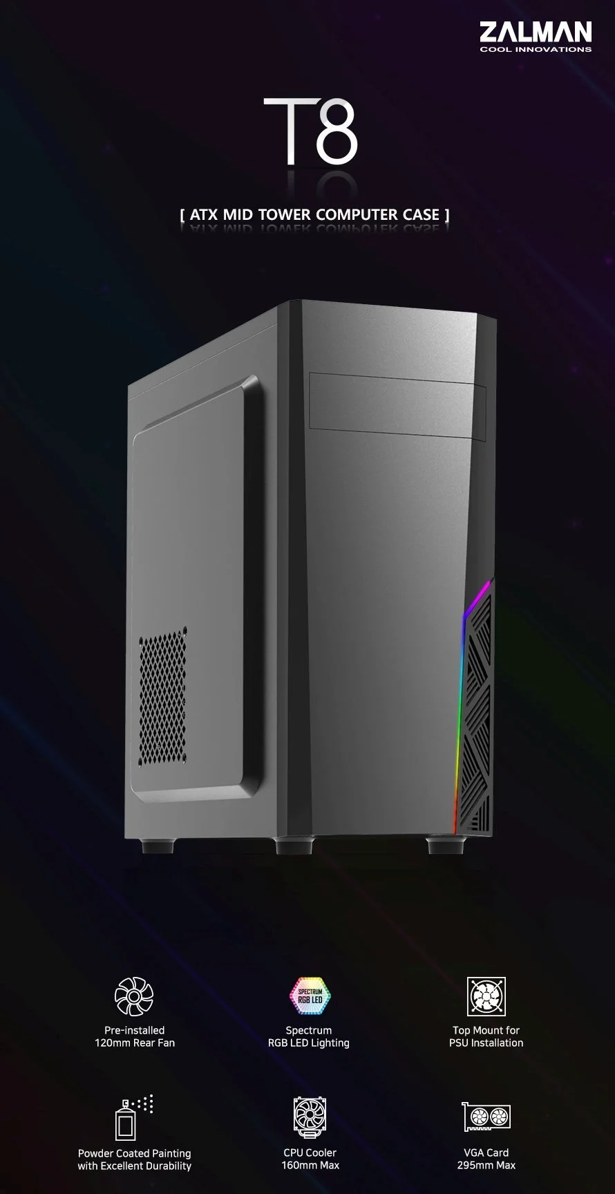 Zalman кутия за компютър Case ATX - T8 - RGB - image 2