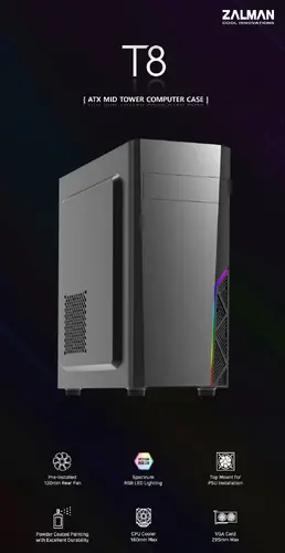 Zalman carcasă pentru computer Case ATX - T8 - RGB - 3