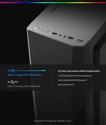 Zalman carcasă pentru computer Case ATX - T8 - RGB - 5