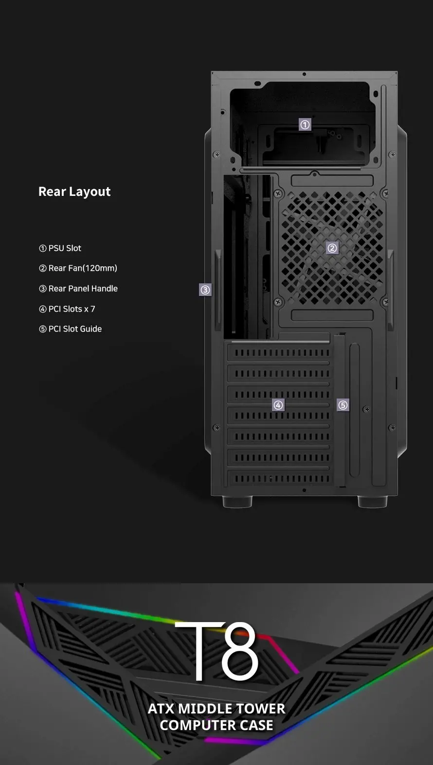 Zalman κουτί υπολογιστή Case ATX - T8 - RGB - image 9