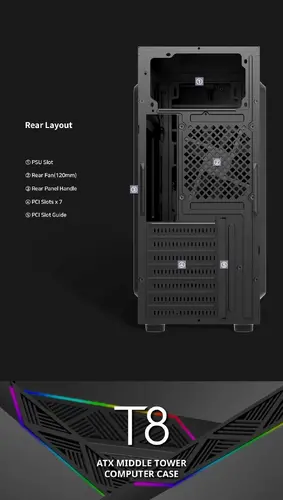 Zalman κουτί υπολογιστή Case ATX - T8 - RGB - 10