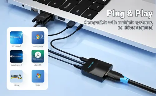 Vention адаптер Adapter VGA to HDMI with sound - Active converter with AUX-in and Micro USB power - ACNBB - image 3