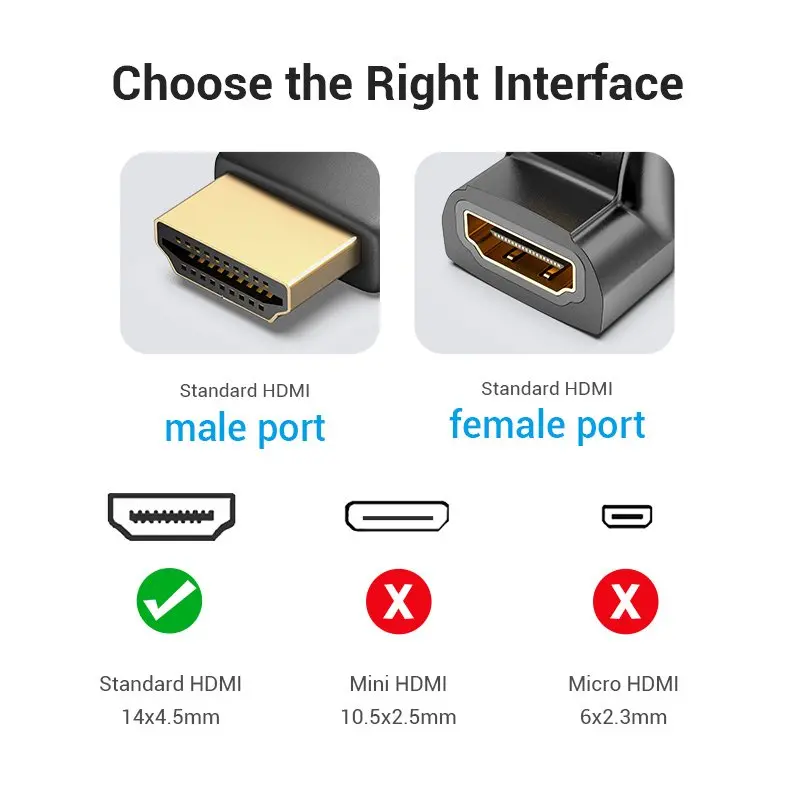 Vention Адаптер Adapter HDMI Right Angle 270 Degree M/F - AINB0 - image 6