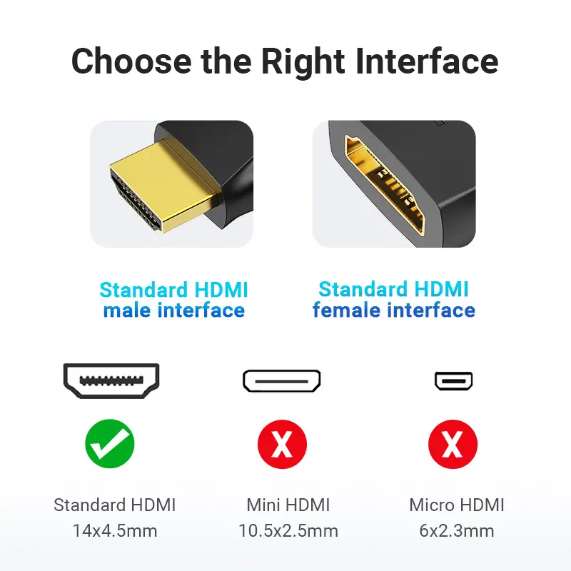 Vention Адаптер Adapter HDMI Vertical Flat 90 Degree M/F - AIPB0 - image 6