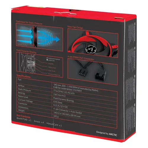 Arctic вентилатор Fan 140mm BioniX P140 PWM PST - Red - image 6