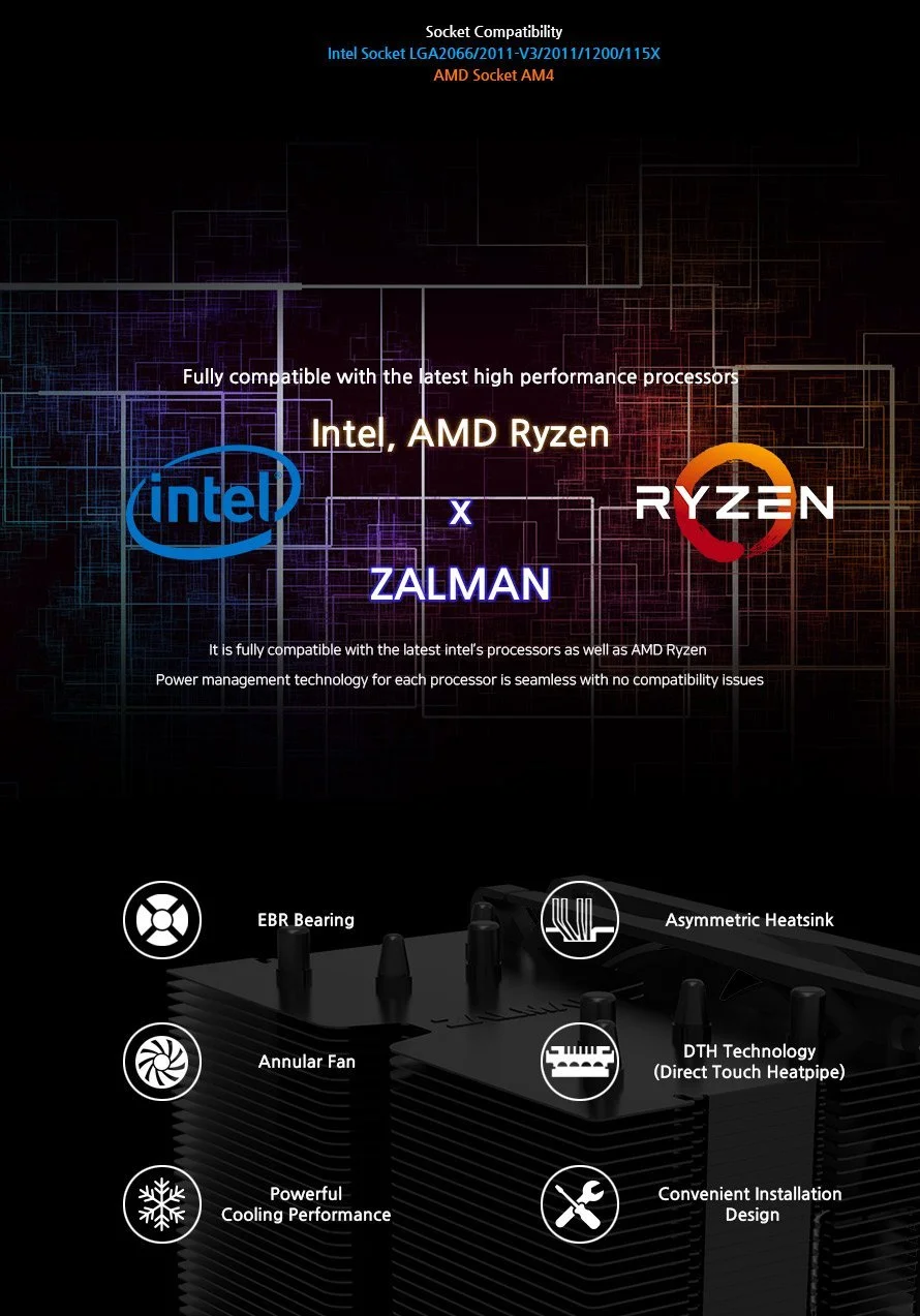 Zalman охладител за процесор CPU Cooler CNPS10X PERFORMA BLACK - image 2