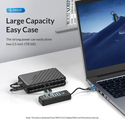 Orico Hub USB3.1 Type-C 4 θυρών - 4 x USB3.0 Μαύρο - PW4U-C3-015-BK - 4