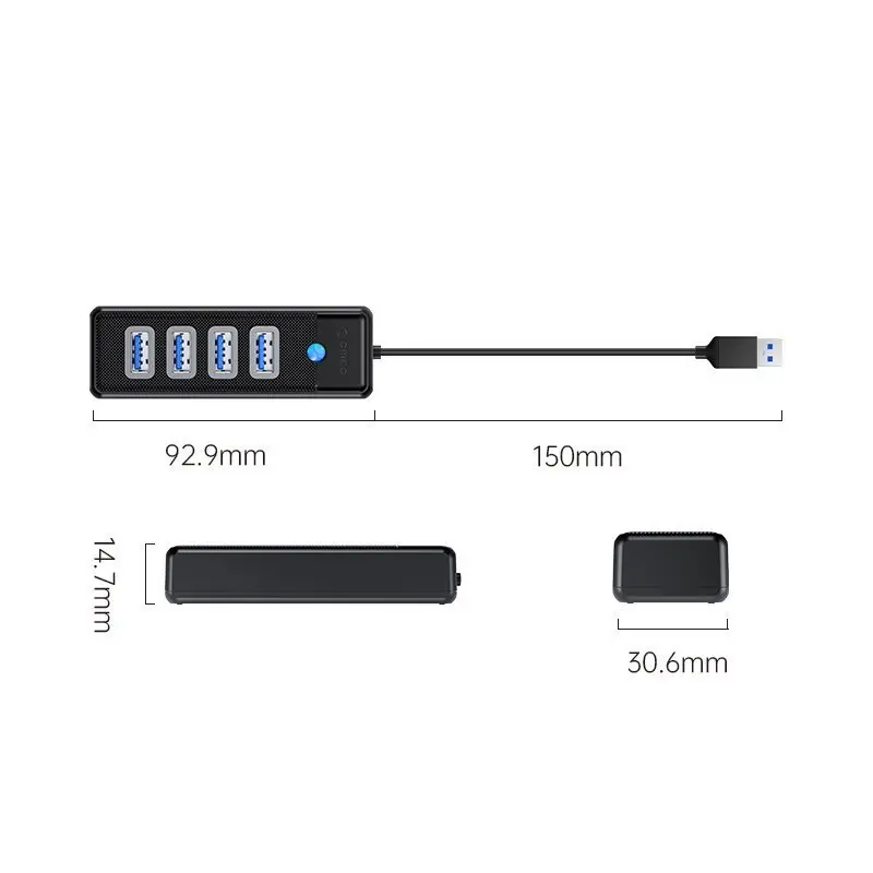 Orico Hub USB3.0 4 θυρών Μαύρο - PW4U-U3-015-BK - image 1