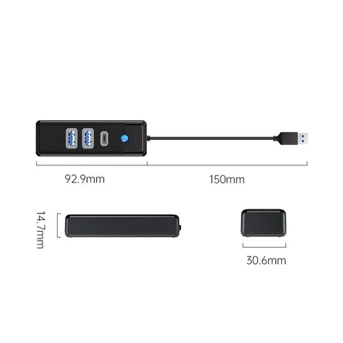 Orico хъб HUB USB3.0 3 port - 2 x USB3.0, 1 x Type C, Black - PWC2U-U3-015-BK - image 2