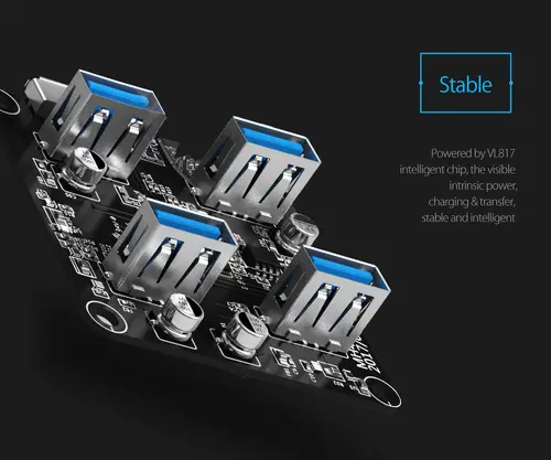 Orico хъб USB3.0 HUB 4 port transparent, 1m cable - MH4U-U3-10-CR - image 10