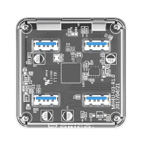 Orico хъб USB3.0 HUB 4 port transparent, 1m cable - MH4U-U3-10-CR - image 1