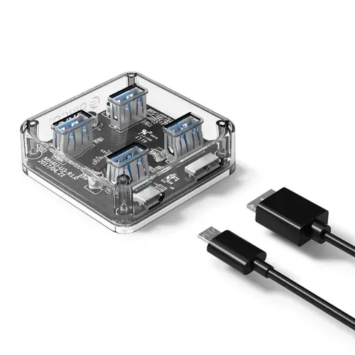 Orico хъб USB3.0 HUB 4 port transparent, 1m cable - MH4U-U3-10-CR - image 3